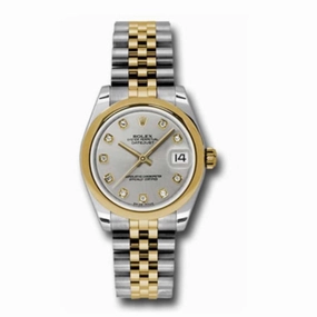 Rolex Datejust 31mm - Ref: 178243 sdj - Silver Diamond Dial, Two Tone Stainless Steel & 18K Yellow Gold Jubilee Bracelet Women's Watch
