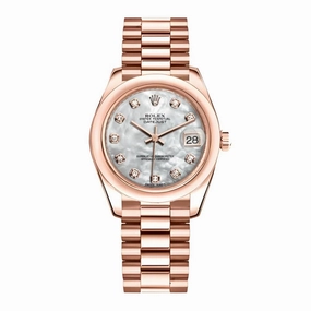 Rolex Datejust 31mm - Ref: 178245 mdp - White Mother of Pearl Diamond Dial, 18K Rose Gold Presidential Bracelet Women's Watch