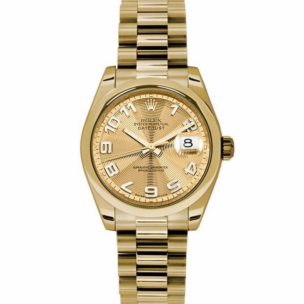 Rolex Datejust 31mm - Ref: 178248 chcap - Champagne Dial, 18K Yellow Gold President Bracelet Women's Watch