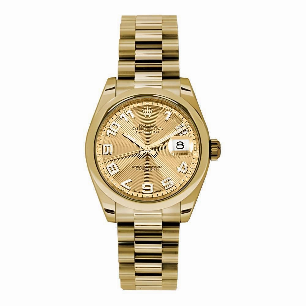 Rolex Datejust 31mm - Ref: 178248 chcap - Champagne Dial, 18K Yellow Gold President Bracelet Women's Watch