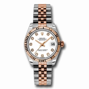 Rolex Datejust 31mm - Ref: 178271 wdj - White Diamond Dial, Two Tone Stainless Steel & 18K Rose Gold Jubilee Bracelet Women's Watch