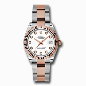 Rolex Datejust 31mm - Ref: 178271 wdo - White Diamond Dial, Two Tone Stainless Steel & 18K Rose Gold Oyster Bracelet Women's Watch