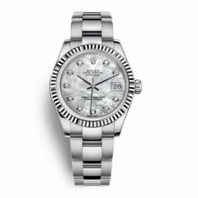 Rolex Datejust 31mm - Ref: 178274-0056 - White Mother of Pearl Diamond Dial, Stainless Steel Oyster Bracelet Women's Watch