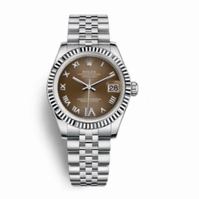 Rolex Datejust 31mm - Ref: 178274-0090 - Bronze Roman Diamond Dial, Stainless Steel Jubilee Bracelet Women's Watch