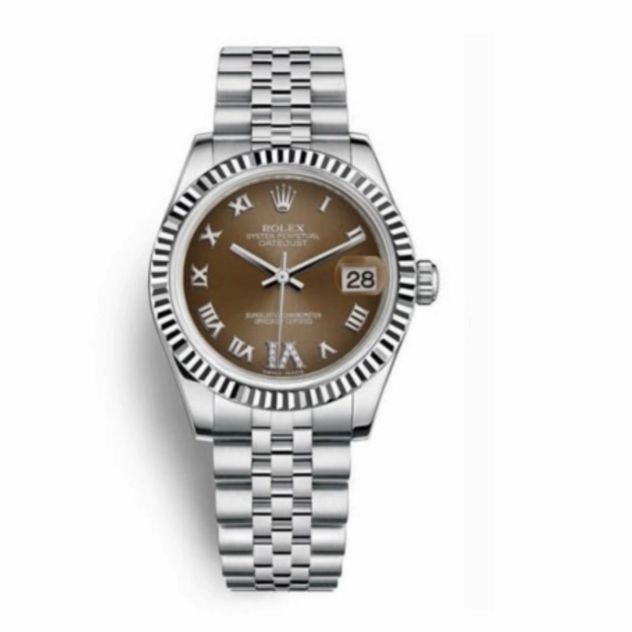 Rolex Datejust 31mm - Ref: 178274-0090 - Bronze Roman Diamond Dial, Stainless Steel Jubilee Bracelet Women's Watch