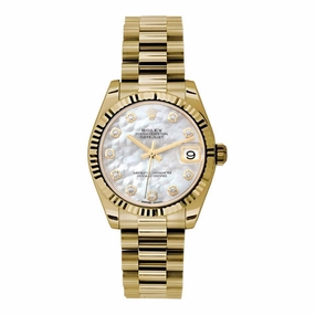 Rolex Datejust 31mm - Ref: 178278 mdp - White Mother of Pearl Dial, 18K Yellow Gold President Bracelet Women's Watch