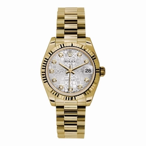 Rolex Datejust 31mm - Ref: 178278 sjdp - Silver Jubilee Dial, 18K Yellow Gold President Bracelet Women's Watch