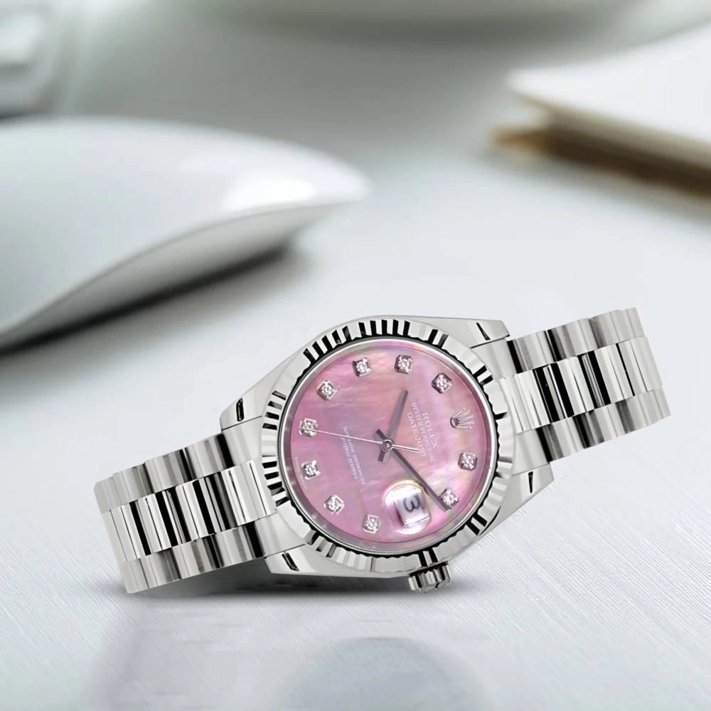 Rolex Datejust 31mm - Ref: 178279 pmdp - Pink Dial, 18K White Gold President Bracelet Women's Watch