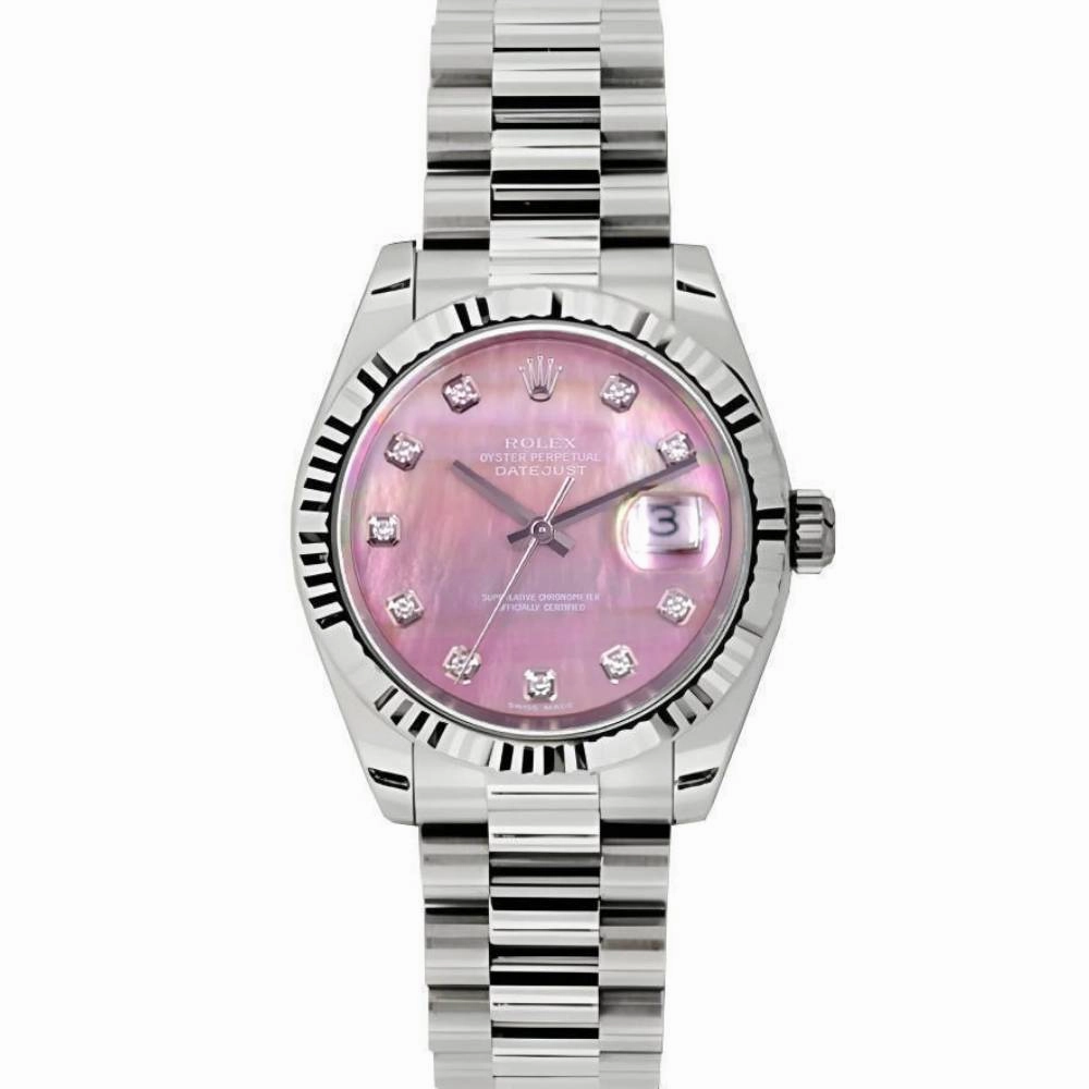 Rolex Datejust 31mm - Ref: 178279 pmdp - Pink Dial, 18K White Gold President Bracelet Women's Watch