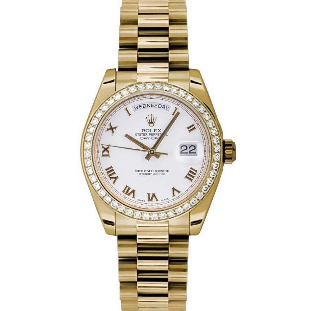 Rolex Datejust 31mm - Ref: 178288 wrp - White Dial & Diamond Bezel, 18K Yellow Gold President Bracelet Women's Watch