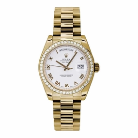 Rolex Datejust 31mm - Ref: 178288 wrp - White Dial & Diamond Bezel, 18K Yellow Gold President Bracelet Women's Watch