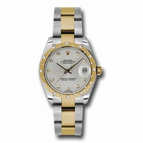 Rolex Datejust 31mm - Ref: 178343 sdo - Silver Diamond Dial & Diamond Bezel, Two Tone Stainless Steel & 18K Yellow Gold Oyster Bracelet Women's Watch