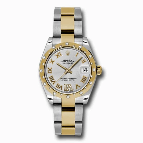 Rolex Datejust 31mm - Ref: 178343 sdro - Silver Roman Dial & Diamond Bezel, Two Tone Stainless Steel & 18K Yellow Gold Oyster Bracelet Women's Watch