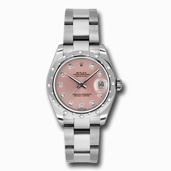 Rolex Datejust 31mm - Ref: 178344-0067 - Pink Dial & Diamond Bezel, Stainless Steel Oyster Bracelet Women's Watch