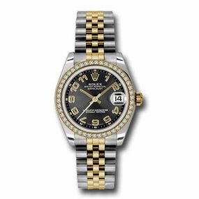 Rolex Datejust 31mm - Ref: 178383 bkcaj - Black Dial & Diamond Bezel, Two Tone Stainless Steel & 18K Yellow Gold Jubilee Bracelet Women's Watch