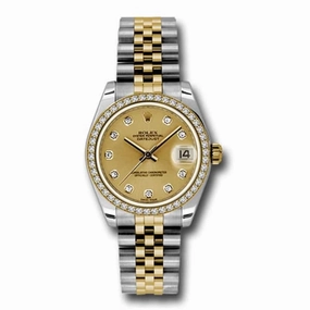 Rolex Datejust 31mm - Ref: 178383 chdj - Champagne Diamond Dial & Diamond Bezel, Two Tone Stainless Steel & 18K Yellow Gold Jubilee Bracelet Women's Watch