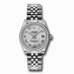 Rolex Datejust 31mm - Ref: 178384-0012 - White Mother of Pearl Dial & Diamond Bezel, Stainless Steel Jubilee Bracelet Women's Watch