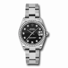 Rolex Datejust 31mm - Ref: 178384-0042 - Black Dial & Diamond Bezel, Stainless Steel Oyster Bracelet Women's Watch
