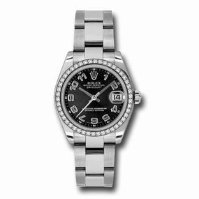 Rolex Datejust 31mm - Ref: 178384-0053 - Black Dial & Diamond Bezel, Stainless Steel Oyster Bracelet Women's Watch