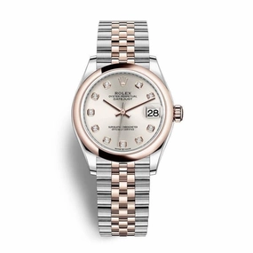 Rolex Datejust 31mm - Ref: 278241-0016 - Silver Diamond Dial, Two Tone Stainless Steel & 18K Rose Gold Jubilee Bracelet Women's Watch