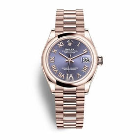 Rolex Datejust 31mm - Ref: 278245-0028 - Aubergine Purple Dial, 18K Rose Gold Oyster Bracelet Women's Watch