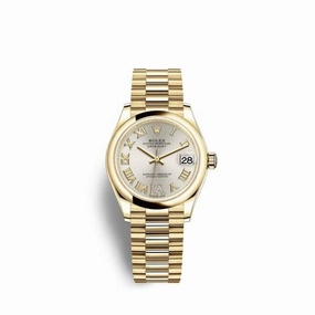 Rolex Datejust 31mm - Ref: 278248-0028 - Silver Roman Dial, 18K Yellow Gold Presidential Bracelet Women's Watch