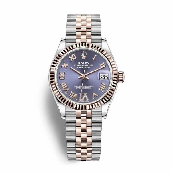 Rolex Datejust 31mm - Ref: 278271-0020 - Aubergine Purple Diamond Roman Dial, Two Tone Stainless Steel & 18K Rose Gold Jubilee Bracelet Women's Watch