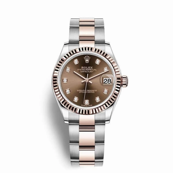 Rolex Datejust 31mm - Ref: 278271-0027 - Chocolate Diamond Dial, Two Tone Stainless Steel & 18K Rose Gold Oyster Bracelet Women's Watch