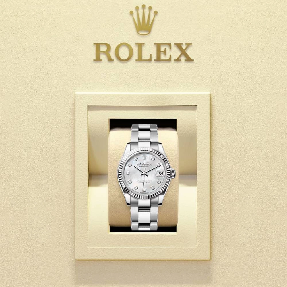 Rolex Datejust 31mm - Ref: 278274-0005 - White Mother of Pearl Diamond Dial, Stainless Steel Oyster Bracelet Women's Watch
