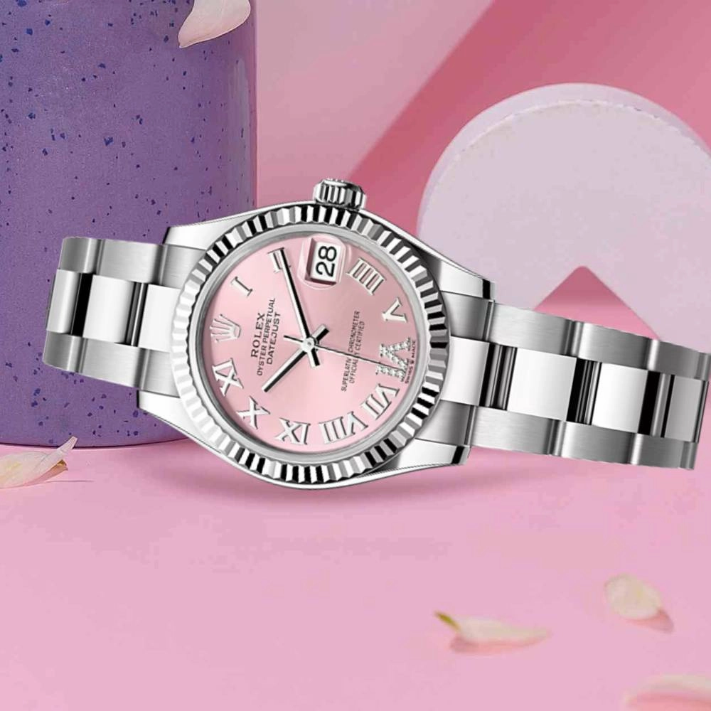 Rolex Datejust 31mm - Ref: 278274-0023 - Pink Roman Diamond Dial, Stainless Steel Oyster Bracelet Women's Watch