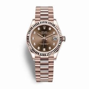 Rolex Datejust 31mm - Ref: 278275-0010 - Chocolate Dial, 18K Rose Gold President Bracelet Women's Watch