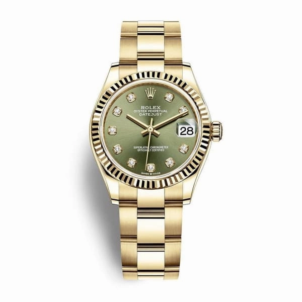 Rolex Datejust 31mm - Ref: 278278-0018 - Green Dial, 18K Yellow Gold Oyster Bracelet Women's Watch