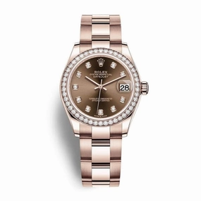 Rolex Datejust 31mm - Ref: 278285rbr-0012 - Chocolate Diamond Dial & Diamond Bezel, 18K Rose Gold Oyster Bracelet Women's Watch