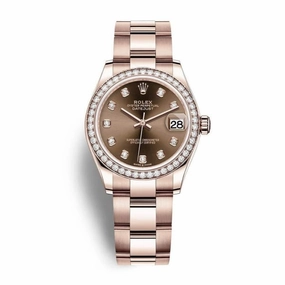Rolex Datejust 31mm - Ref: 278285rbr-0012 - Chocolate Diamond Dial & Diamond Bezel, 18K Rose Gold Oyster Bracelet Women's Watch