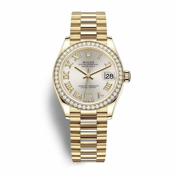 Rolex Datejust 31mm - Ref: 278288rbr-0020 - Silver Dial, 18K Yellow Gold President Bracelet Women's Watch