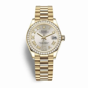Rolex Datejust 31mm - Ref: 278288rbr-0020 - Silver Dial, 18K Yellow Gold President Bracelet Women's Watch