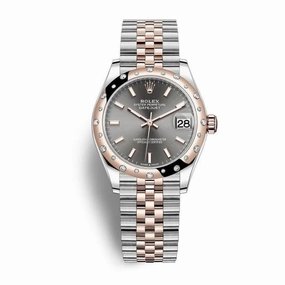 Rolex Datejust 31mm - Ref: 278341rbr-0018 - Slate Dark Grey Stick Dial & Diamond Bezel, Two Tone Stainless Steel & 18K Rose Gold Jubilee Bracelet Women's Watch