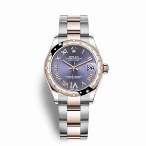 Rolex Datejust 31mm - Ref: 278341rbr-0019 - Aubergine Purple Roman Diamond Dial & Diamond Bezel, Two Tone Stainless Steel & 18K Rose Gold Oyster Bracelet Women's Watch
