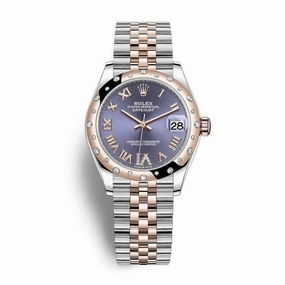 Rolex Datejust 31mm - Ref: 278341rbr-0020 - Aubergine Purple Roman Diamond Dial & Diamond Bezel, Two Tone Stainless Steel & 18K Rose Gold Jubilee Bracelet Women's Watch