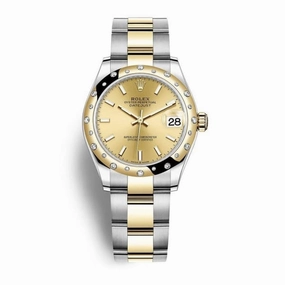 Rolex Datejust 31mm - Ref: 278343rbr-0013 - Champagne Stick Dial & Diamond Bezel, Two Tone Stainless Steel & 18K Yellow Gold Oyster Bracelet Women's Watch