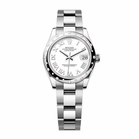 Rolex Datejust 31mm - Ref: 278344rbr-0011 - White Roman Dial & Diamond Bezel, Stainless Steel Oyster Bracelet Women's Watch