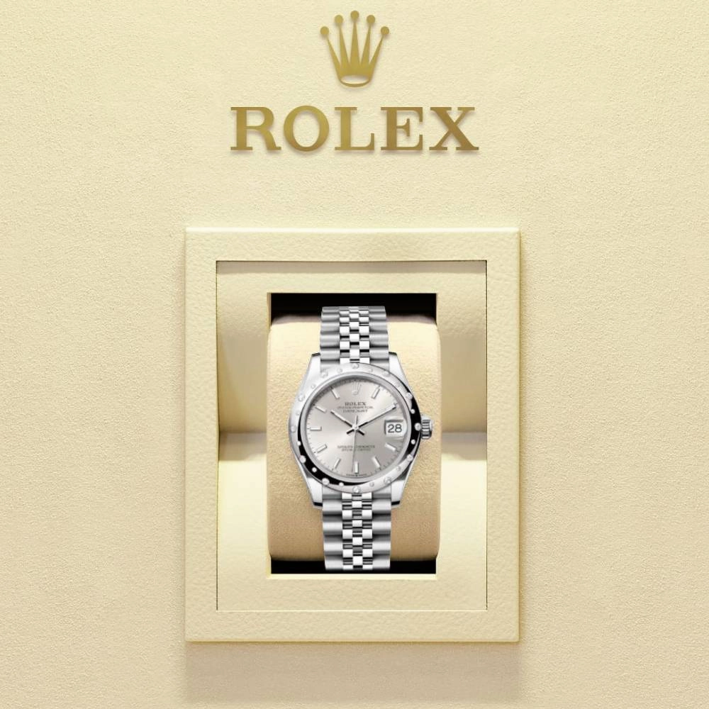 Rolex Datejust 31mm - Ref: 278344rbr-0014 - Silver Stick Dial & Diamond Bezel, Stainless Steel Jubilee Bracelet Women's Watch