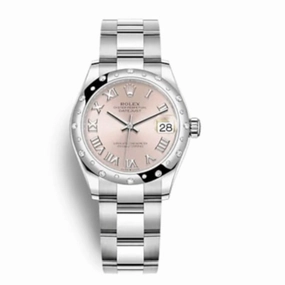 Rolex Datejust 31mm - Ref: 278344rbr-0021 - Pink Roman Dial & Diamond Bezel, Stainless Steel Oyster Bracelet Women's Watch