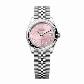 Rolex Datejust 31mm - Ref: 278344rbr-0022 - Pink Roman Dial & Diamond Bezel, Stainless Steel Jubilee Bracelet Women's Watch
