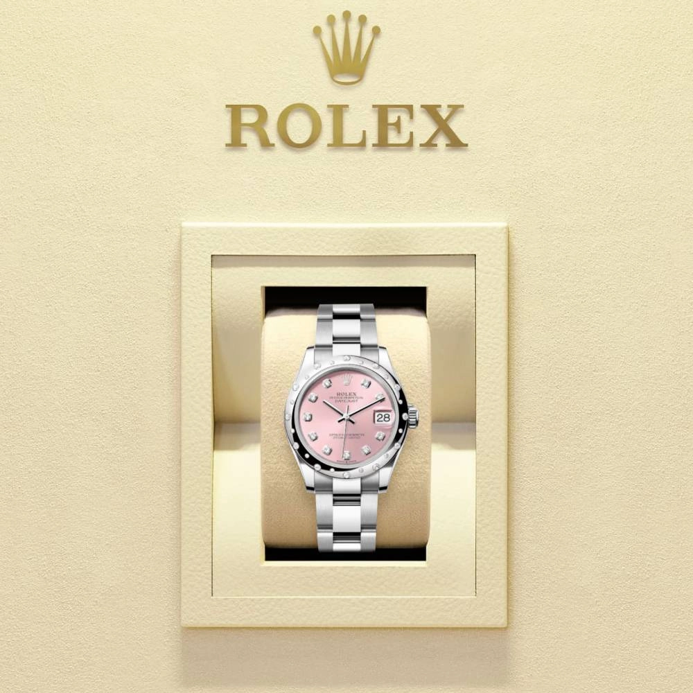 Rolex Datejust 31mm - Ref: 278344rbr-0033 - Pink Diamond Dial & Diamond Bezel, Stainless Steel Oyster Bracelet Women's Watch