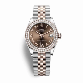 Rolex Datejust 31mm - Ref: 278381rbr-0006 - Chocolate Roman Diamond Dial & Diamond Bezel, Two Tone Stainless Steel & 18K Rose Gold Jubilee Bracelet Women's Watch