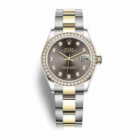 Rolex Datejust 31mm - Ref: 278383rbr-0021 - Dark Grey Diamond Dial & Diamond Bezel, Two Tone Stainless Steel & 18K Yellow Gold Oyster Bracelet Women's Watch