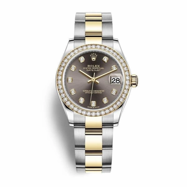 Rolex Datejust 31mm - Ref: 278383rbr-0021 - Dark Grey Diamond Dial & Diamond Bezel, Two Tone Stainless Steel & 18K Yellow Gold Oyster Bracelet Women's Watch