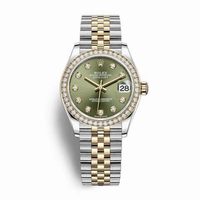 Rolex Datejust 31mm - Ref: 278383rbr-0030 - Olive Green Diamond Dial & Diamond Bezel, Two Tone Stainless Steel & 18K Yellow Gold Jubilee Bracelet Women's Watch