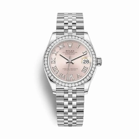 Rolex Datejust 31mm - Ref: 278384rbr-0028 - Pink Roman Diamond Dial & Diamond Bezel, Stainless Steel Jubilee Bracelet Women's Watch